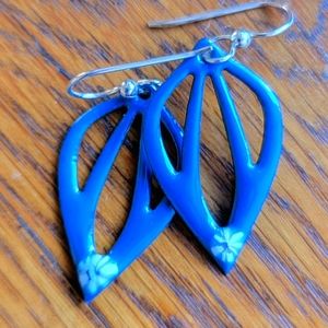Artisan-made Enamel Earrings in Peacock Blue